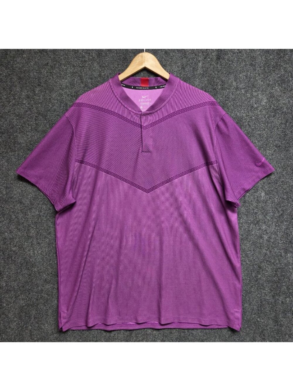 Nike Shirt Men 2XL Purple Tiger Woods Blade Collar Dri-FIT Polo Golf Casual FLAW